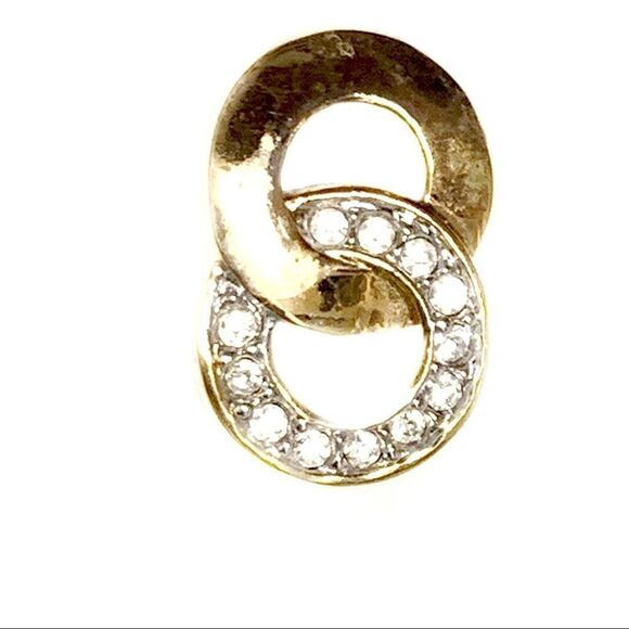 Vintage rhinestone gold chain design modern design pierced back earrings. - Picture 1 of 2